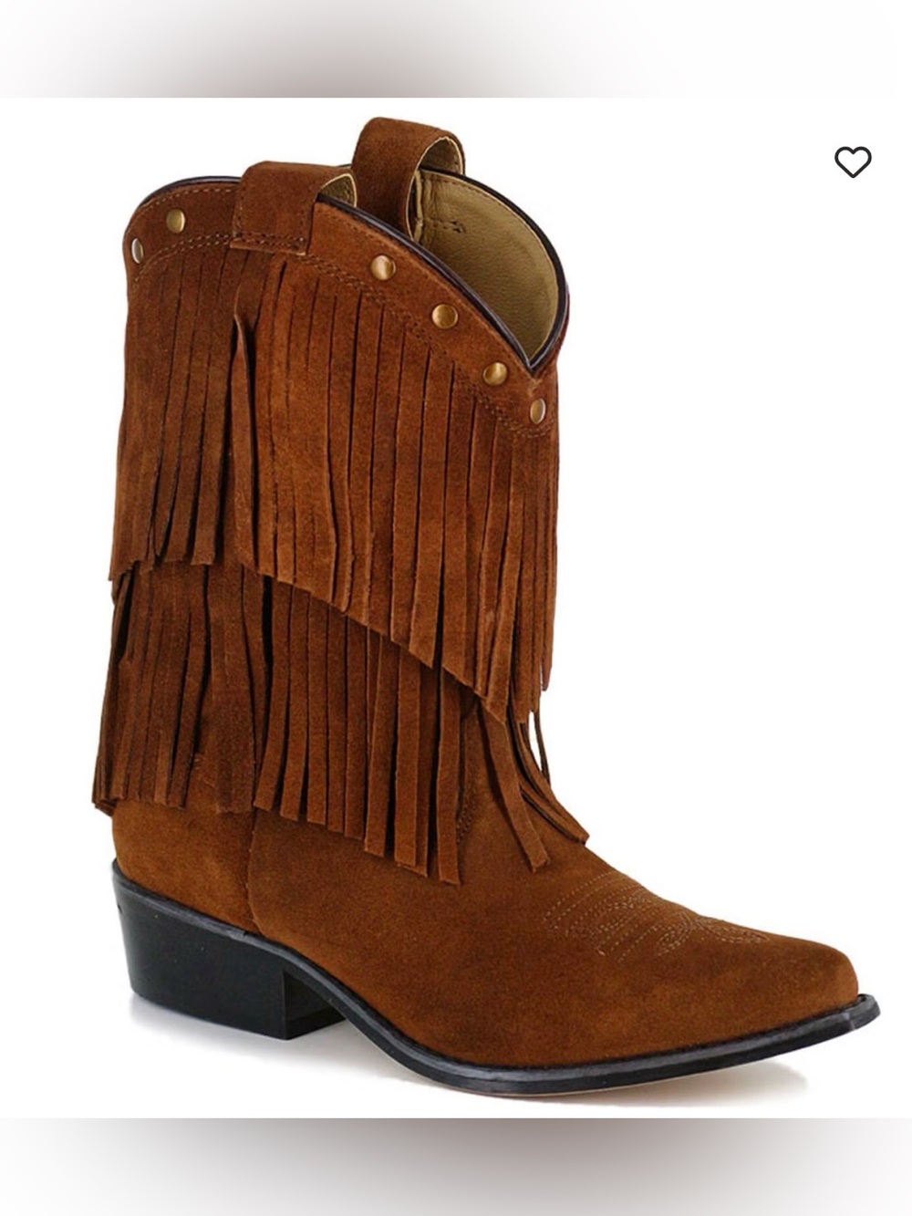 Girls brown suede fringe cowgirl boots Shyanne size 2